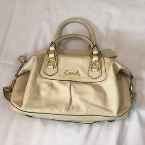 Coach Ashley Leather Bone Ivory Cream Satchel